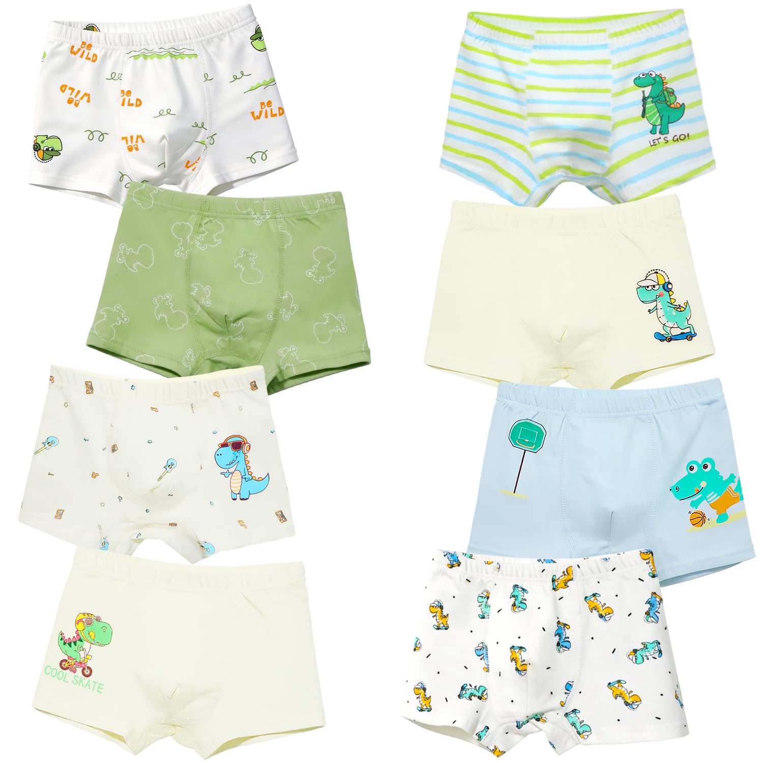 8-Pack Boys Underwear Cotton Boxer Briefs Soft Toddler Kids Underpants Sizes 2T-9 Years
