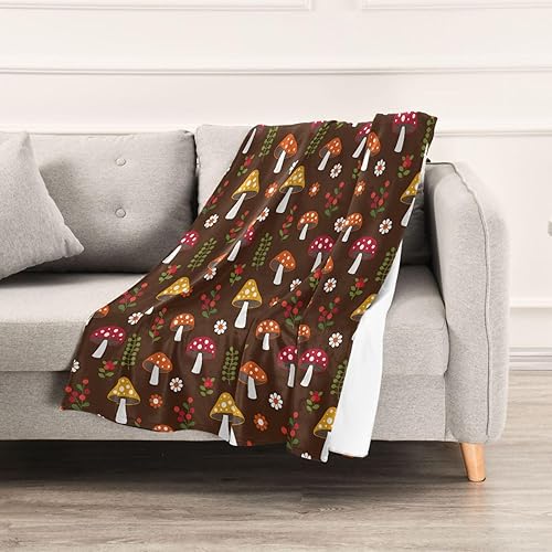 Miniatura 5 de Seamless Woodland Mushroom Flowers Flannel Fleece Blanket 60x90 Inches Cozy Fall Blanket for Picnic, Bed, Car, Holiday Ultra-Soft Microfiber Flannel