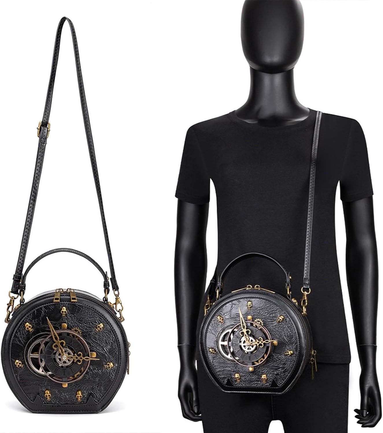 Women Shoulder Bag Trendy Handbag Retro Clock Bag Punk Messengers Stylish Crossbody For Daily Women Clock Gothic Handbag Stea