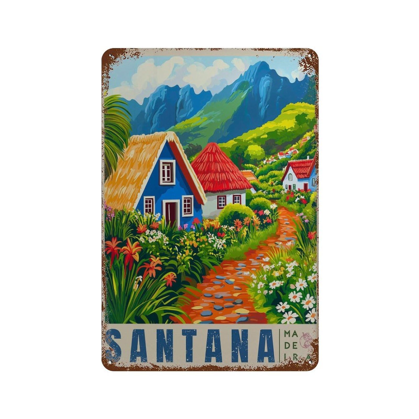 xiaoxiaoshen Santana Madeira Travel Portugal Wall Decor Art Metal Tin Poster Modern Home Decor Art Home Bar Shop Decorations Vintage Sign 30x20cm