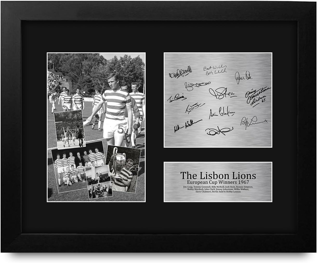 HWC Trading Celtic Lisbon Lions 1967 UEFA Euro Cup Winners 16 x 12 inch (A3) Printed Gifts Memorabilia Signed Autograph Display for Football Fans and Supporters - 16" x 12" Framed