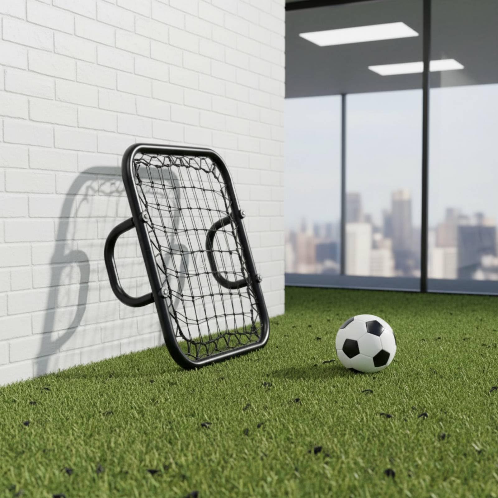 F Fityle Red de de Fútbol Entrenamiento Rebounder Portería Control Precisión Pase con Asa Doble y Marco de Acero Galvanizado Adecuada para Ejercicios en Casa Parque Campo Sesiones de Técnica