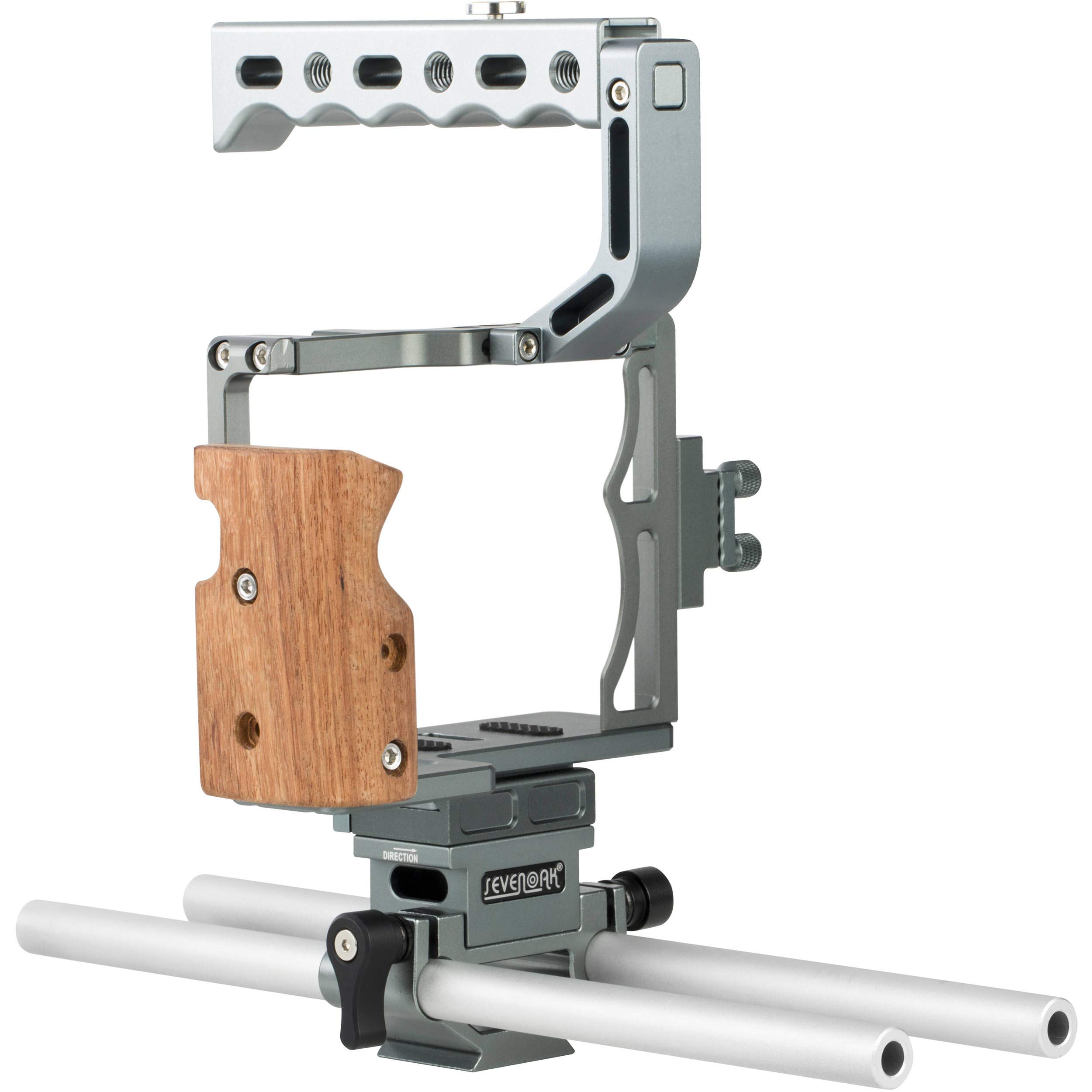 Sevenoak SK-A9C1 Pro Aluminum Camera Cage with Top Handle, Shoe Mount and 15mm Rods - Custom Fit for Sony a7, a7S, a7R, a7 II, a7R II, a7R III, a9 Mirrorless Cameras