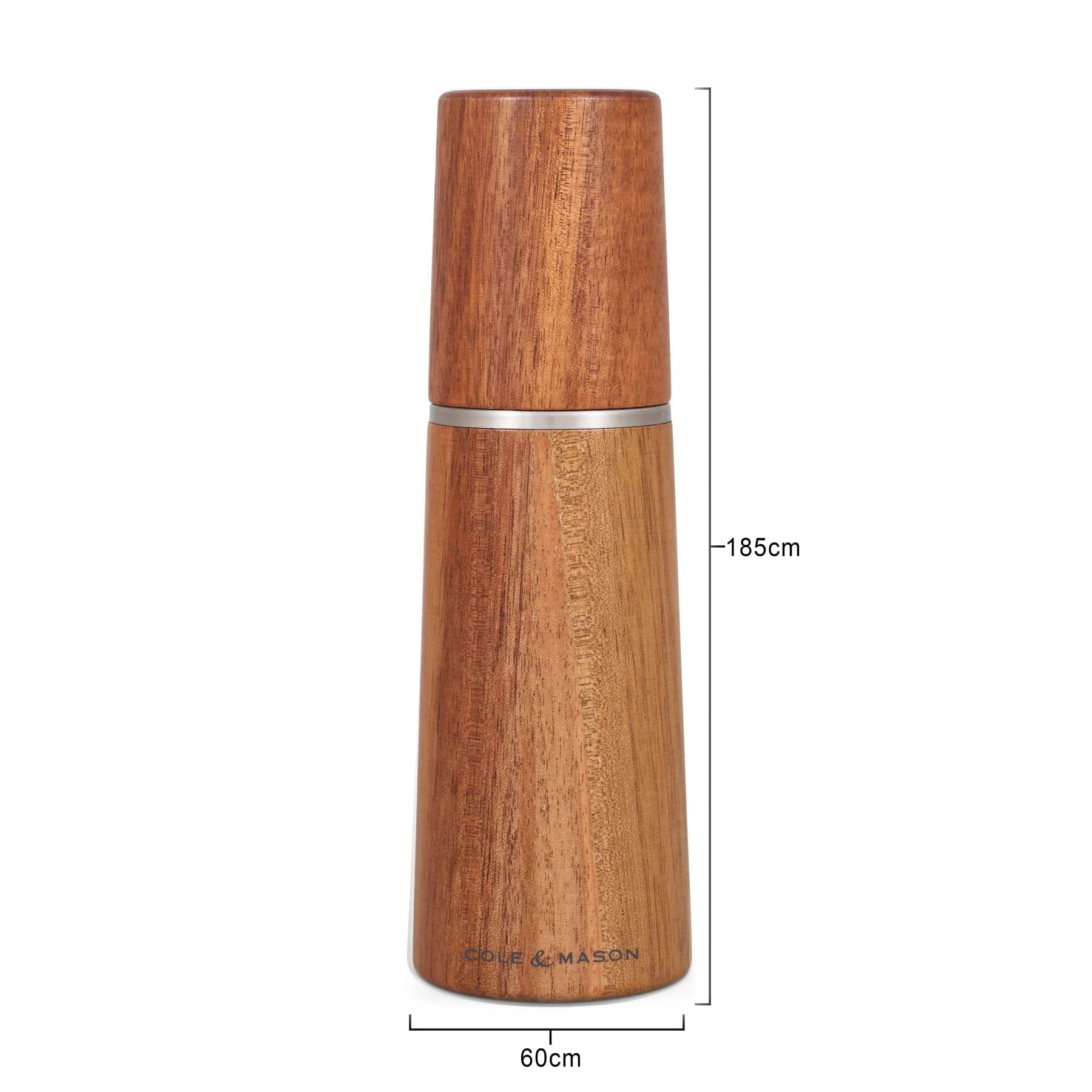 Cole & Mason Marlow Acacia ahşap tuz değirmeni ve karabiber değirmeni, 2'li set, akasya ağacı, 18,5 cm, baharat değirmeni, geleneksel ayarlanabilir değirmen seti, seramik değirmenli, H322225
