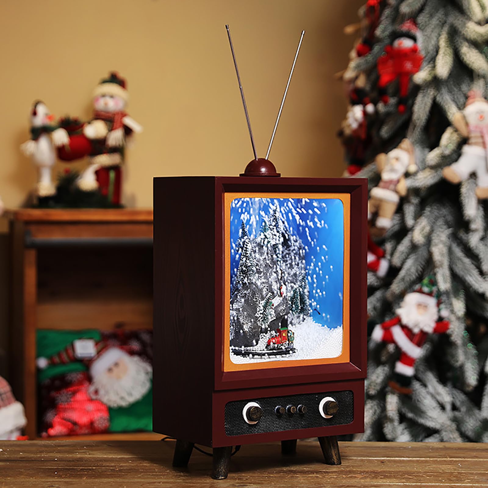 Amazon.co.jp: LEDスノードームテレビ、レトロテレビクリスマススノー
