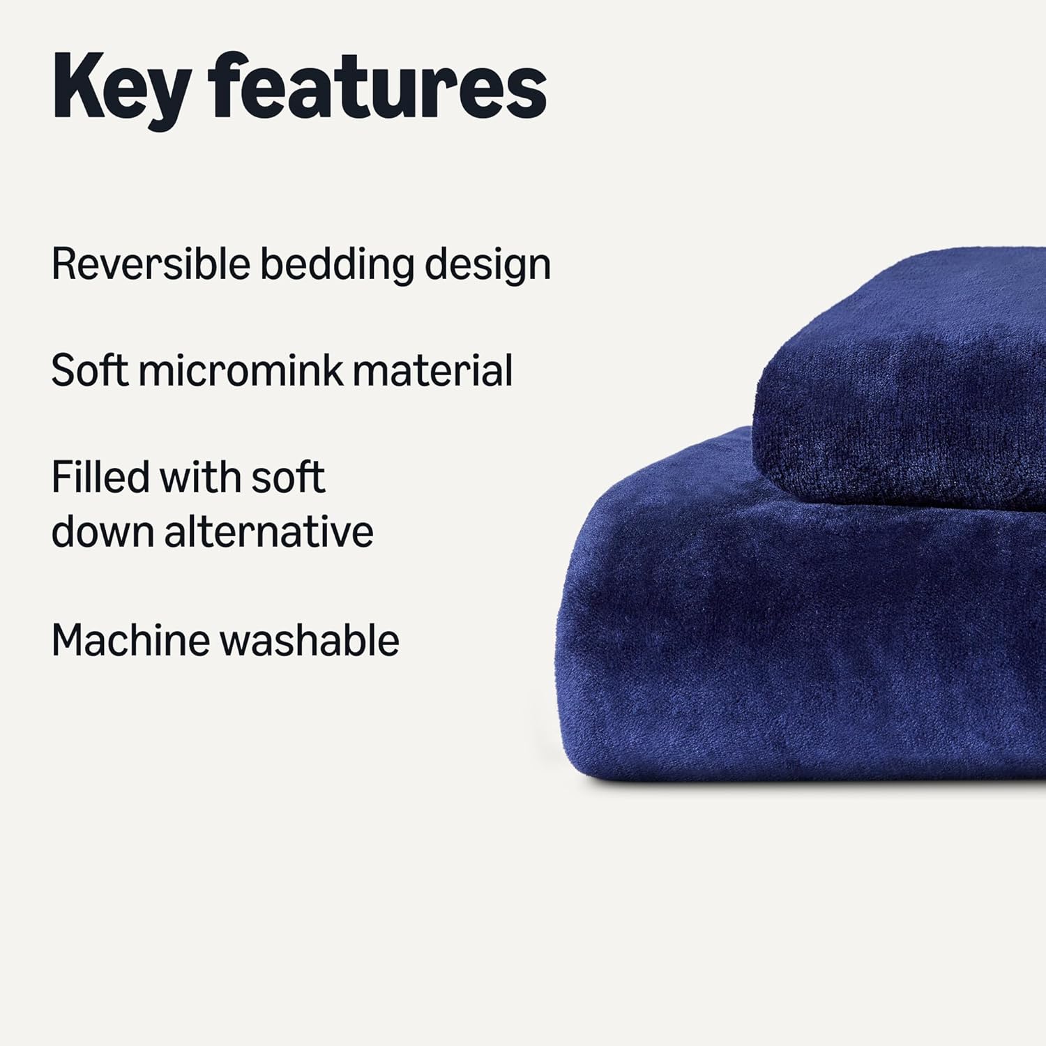 amazon basics reversible sherpa comforter set with pillow sham, navy, twin/twin xl twin/twin xl navy