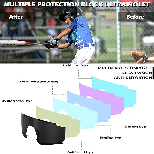 Miniatura 4 de FEISEDY Gafas de sol para niños, gafas de sol de béisbol juveniles, UV400, deportes, adolescentes, ciclismo, sombras para niños y niñas de 8 a 16