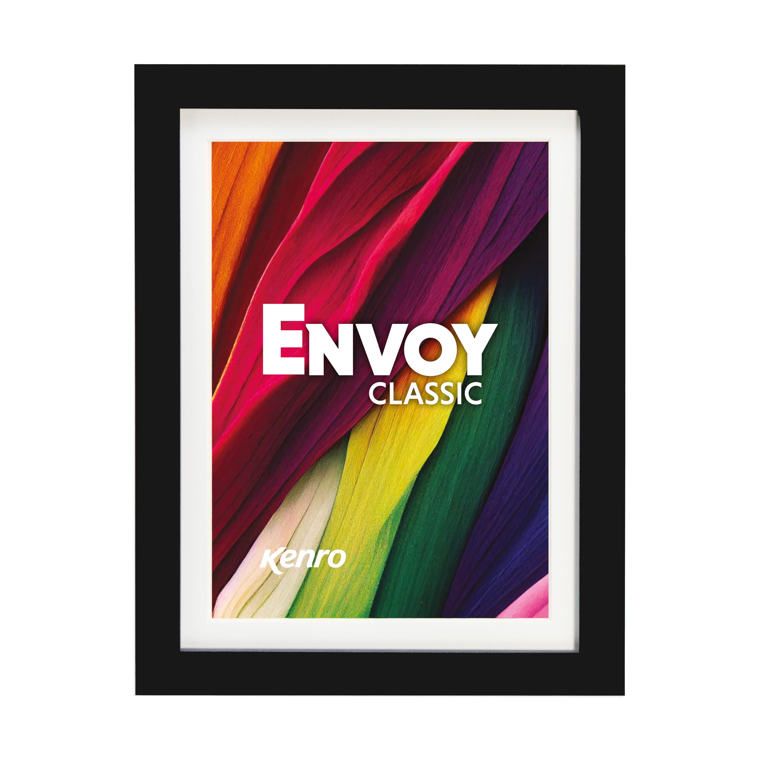 Kenro Envoy Classic Black PVC Picture Frame - PVC Plastic Photo Frame with White Mat for 6x4 / 10x15cm Photographs (Frame Size 7x5 / 13x18cm) - EVC1015B
