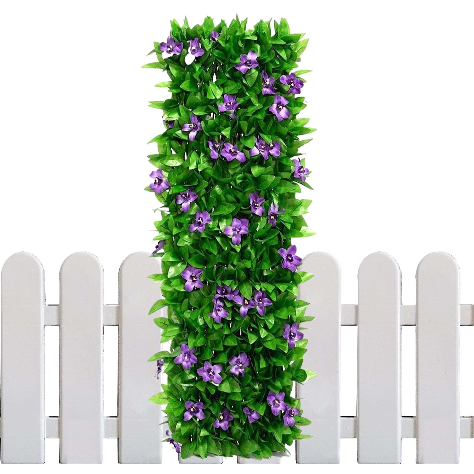 Pantalla de valla de privacidad con flores y follaje artificial denso para balcones