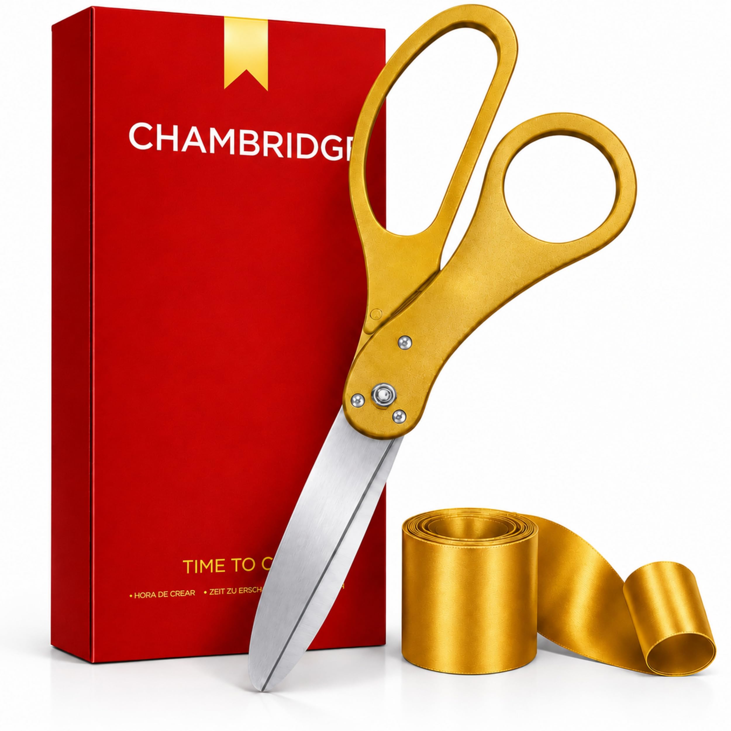 Gold Grand Opening Ceremony Kit - 50,8 cm Riesenschere Mit Band für Einweihungen und Zeremonien, Zum Schneiden von Schleifen, für Besondere Anlässe