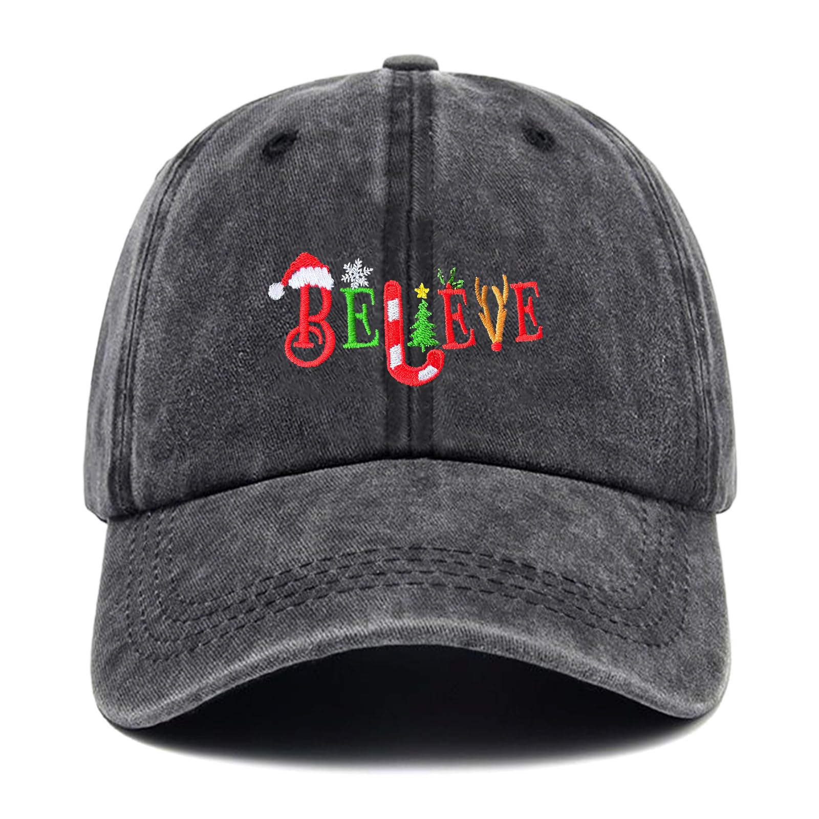 Gaakvrr Unisex Black Christmas Baseball Hat Snapback Hats For Men Women Fashion Embroidered Dad Baseball Caps(Black)