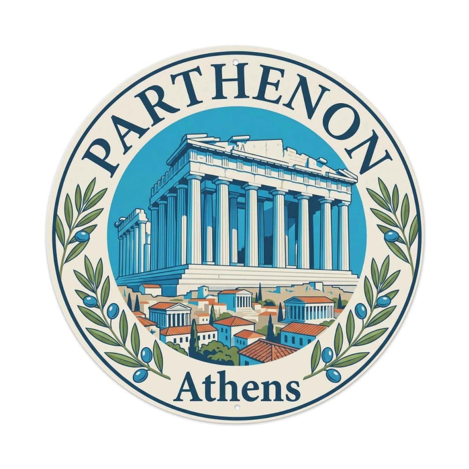 Fqnyr Style Vintage Travel Parthenon Temple Athens Metal Tin Sign