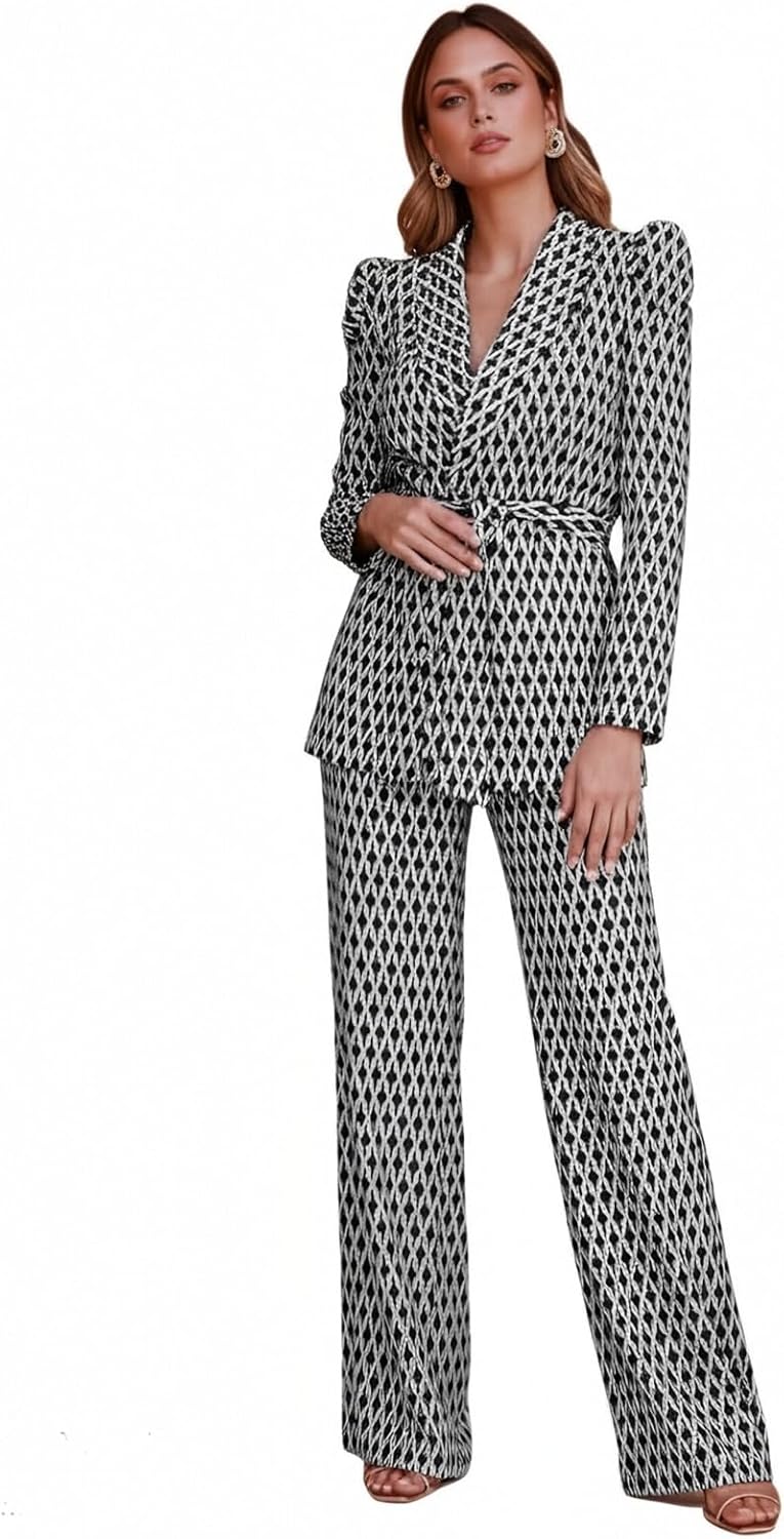 SheKiss Casual Pantsuits for Women Dressy Two Piece Business Set Oversized Blazer Professional Clothes - Image 3