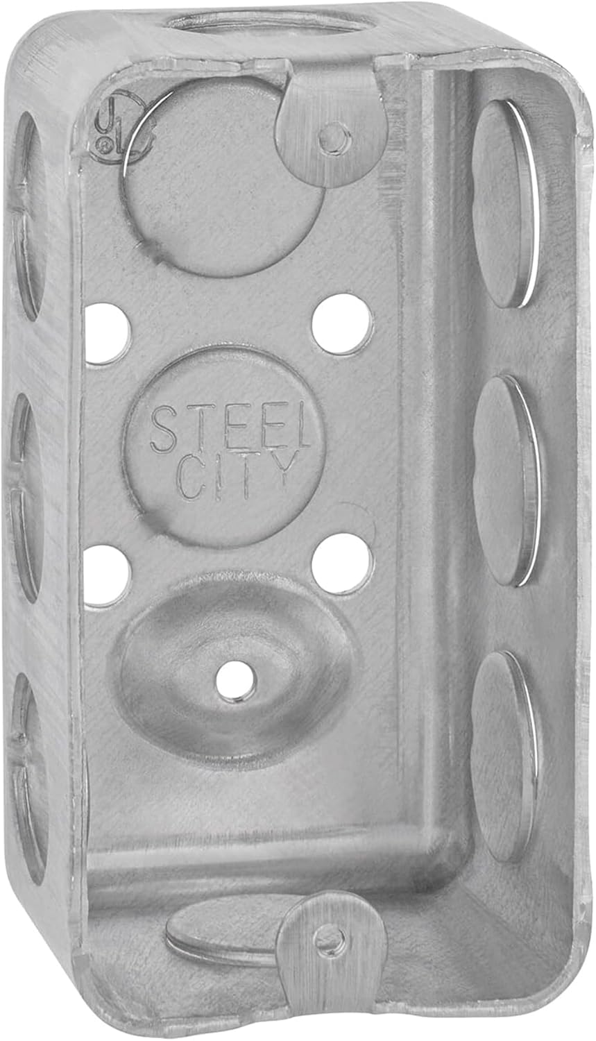 Steel City 58361-1/2 Handy/Utility Outlet Box, Drawn Construction, 4-Inch Length by 2-1/8-Inch Width by 1-7/8-Inch Depth, Galvanized