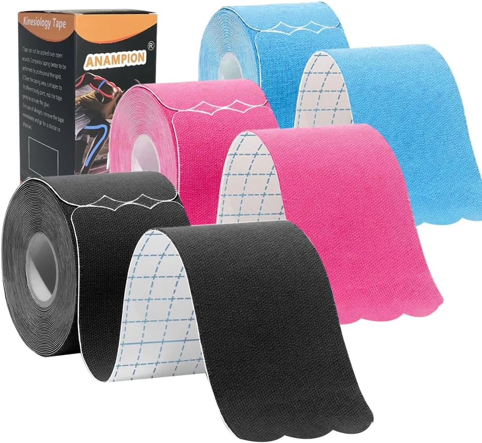 Product image of Kinesiology Tape Pro Athletic Sports (3 Rolls,60 Precut Strips) Waterproof Breathable Latex Free Tape for Ankle Wrists Knees Elastic Running Tennis Swimming Football Sports Activities Tapes (Mix)