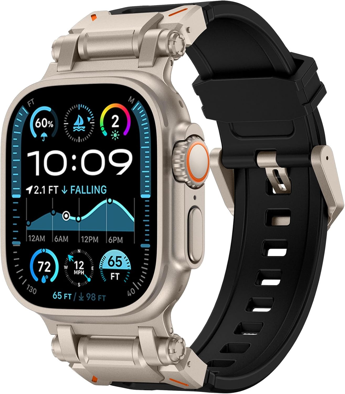 FULLIFE Designed for Apple Watch Band Apple Watch Ultra 3/2/1 49mm for Men, Silicone Rubber Bands with Metal Connector for Apple Watch Series 11/10 46mm, 9/8/7 45mm, SE2/SE 6/5/4 44mm, 3/2/1 42mm