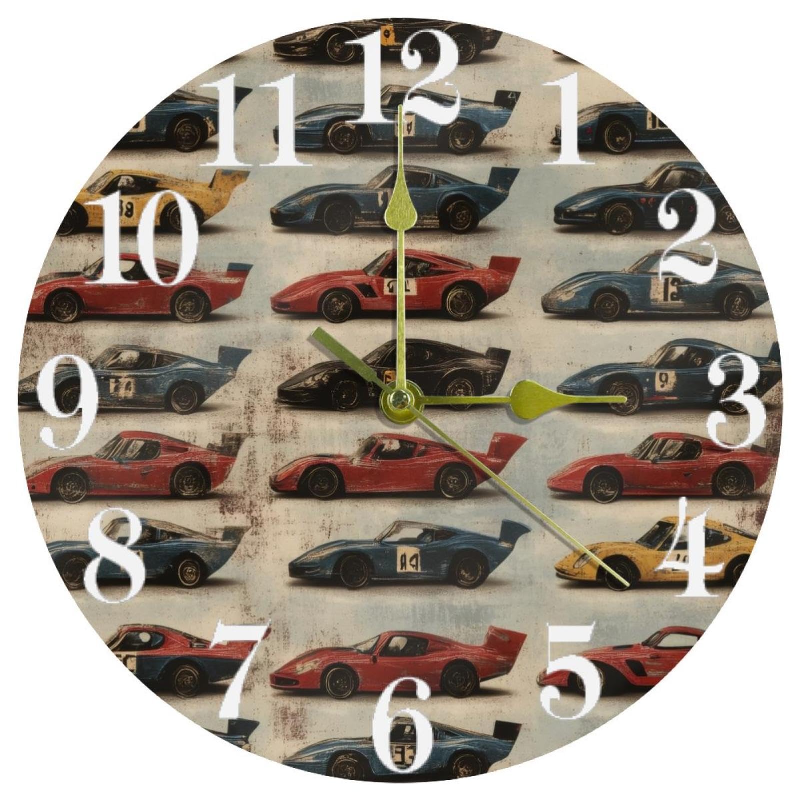 Horloge murale ronde rétro à quartz silencieux fonctionnement à piles pour la maison