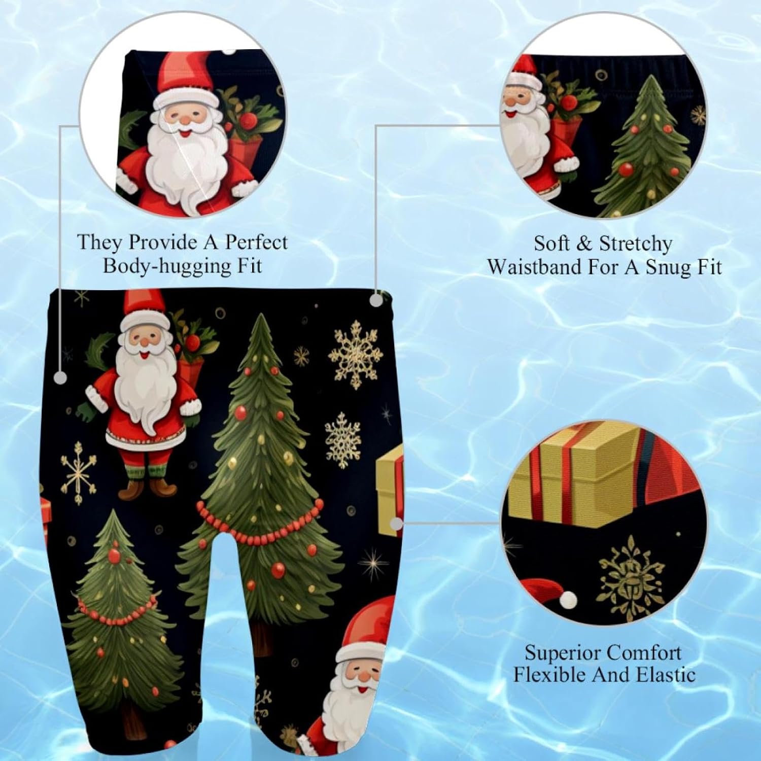 Christmas Elements Men's Swim Jammers for Training, Swim Shorts for Boy Dry Quick Youth Boys Jammer Swimwear