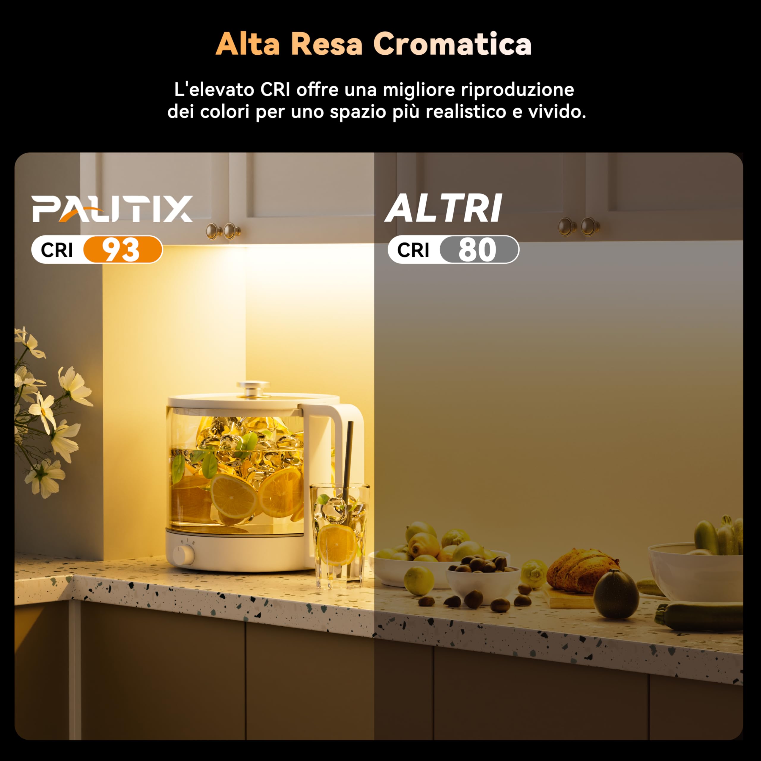 PAUTIX WiFi Striscia LED COB IP65 Impermeabile 5M Bianco Caldo 2700K,24V Regolabile Smart LED Strip Lights Compatibile con Alexa/Tuya per Illuminazione domestica(Alimentatore/Dimmer Non Impermeabili)