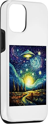 Miniatura 3 de iPhone 13 Pro Funny paint Alien UFO Lover Starry Night Alien UFO Van Gogh Case