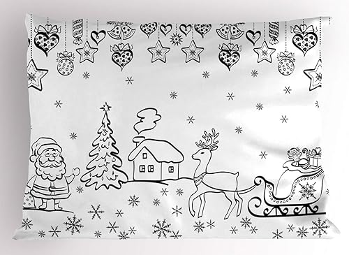 Miniatura 36 de Ambesonne Funda de almohada de Papá Noel, motociclista de Papá Noel, montar en motocicleta, arte pop, estilo retro, efecto de medio tono, funda