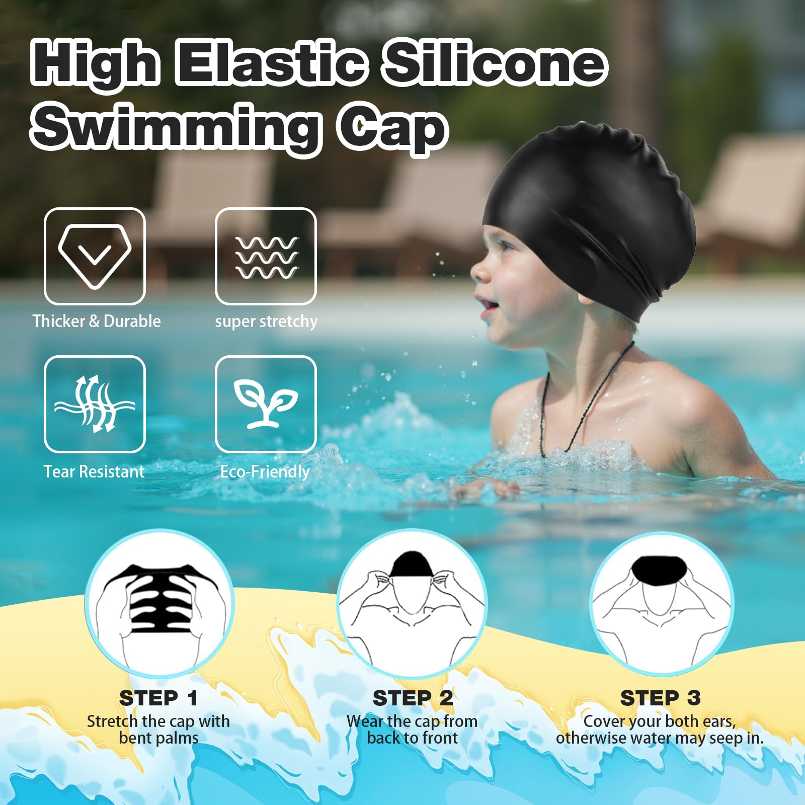 Gorro de natación para niños, gorro de natación para niños