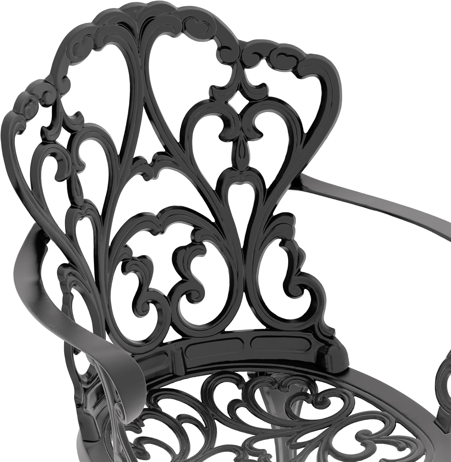 3-Piece Cast Aluminum Patio Furniture Set, Round Table with 2 Chairs, Beige Cushions Included