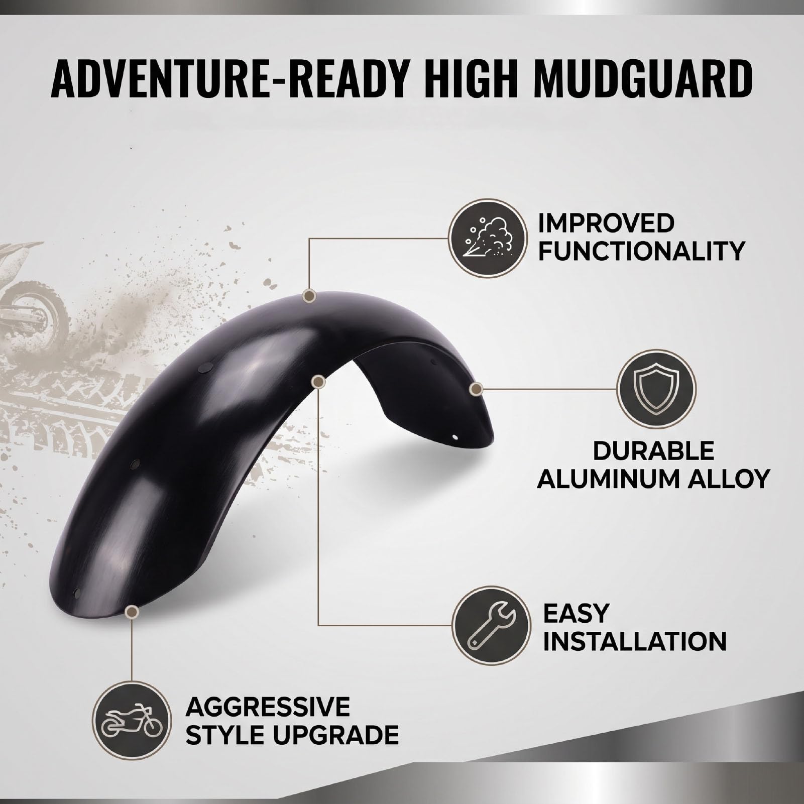 Ausla Parafango Anteriore Moto Alto in Alluminio 1200X (BLACK) | Paraspruzzi in alluminio, fuoristrada, detriti di fango, 1200X 2024-2026, 1200XC 2019-2026, 1200XE 2019-2026