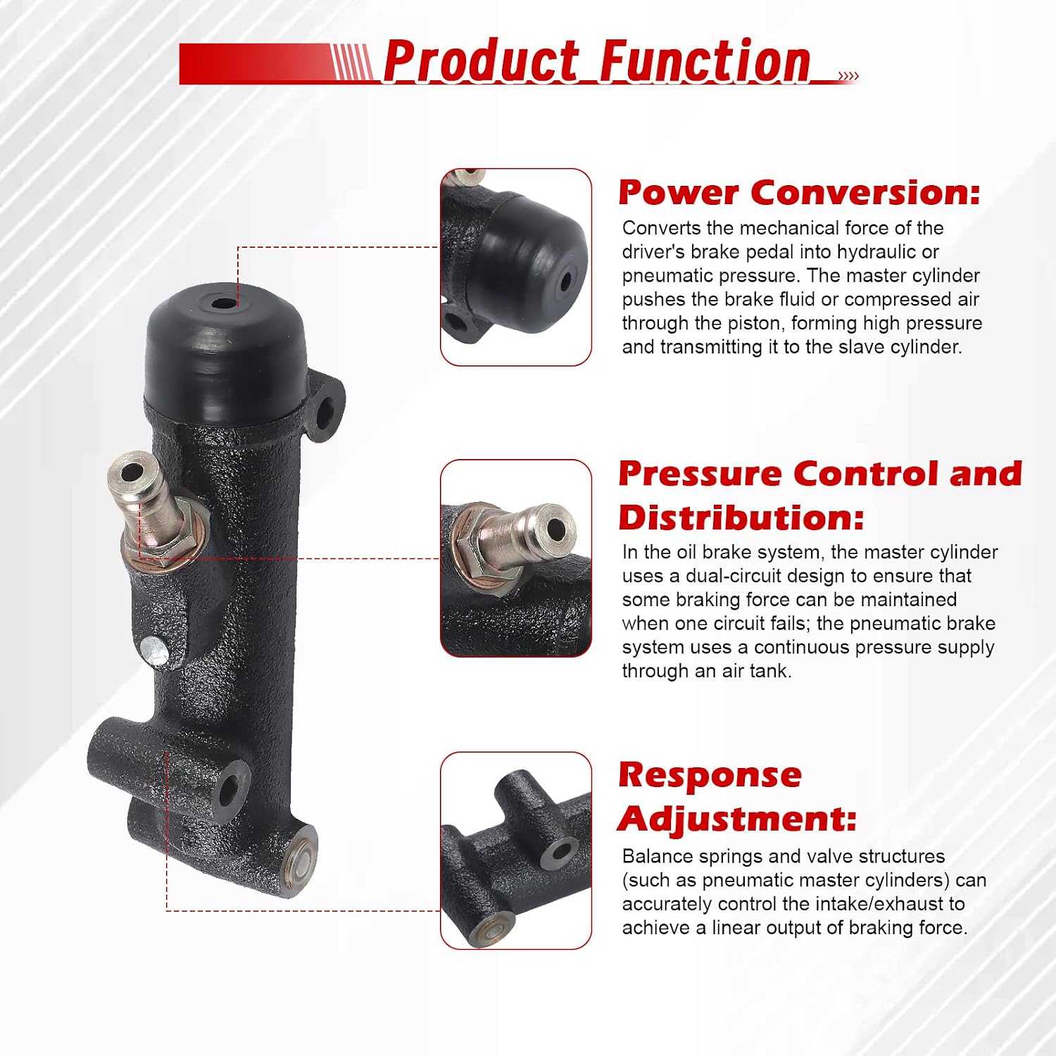 Brake Master Cylinder, OE 46010-L1101 4601L1101 1pc Brake Cylinder Assembly Replacement for Forklift Master Cylinder 1"B Bore 1" Hyster HY3002517 Yale TCM