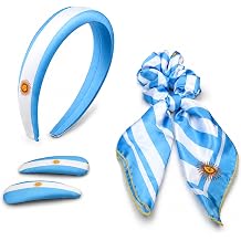 Argentina Flag Hair Ties Headbands for Women 4-Piece Hair Accessory Set Hair Clips Longtail Bow Scrunchie