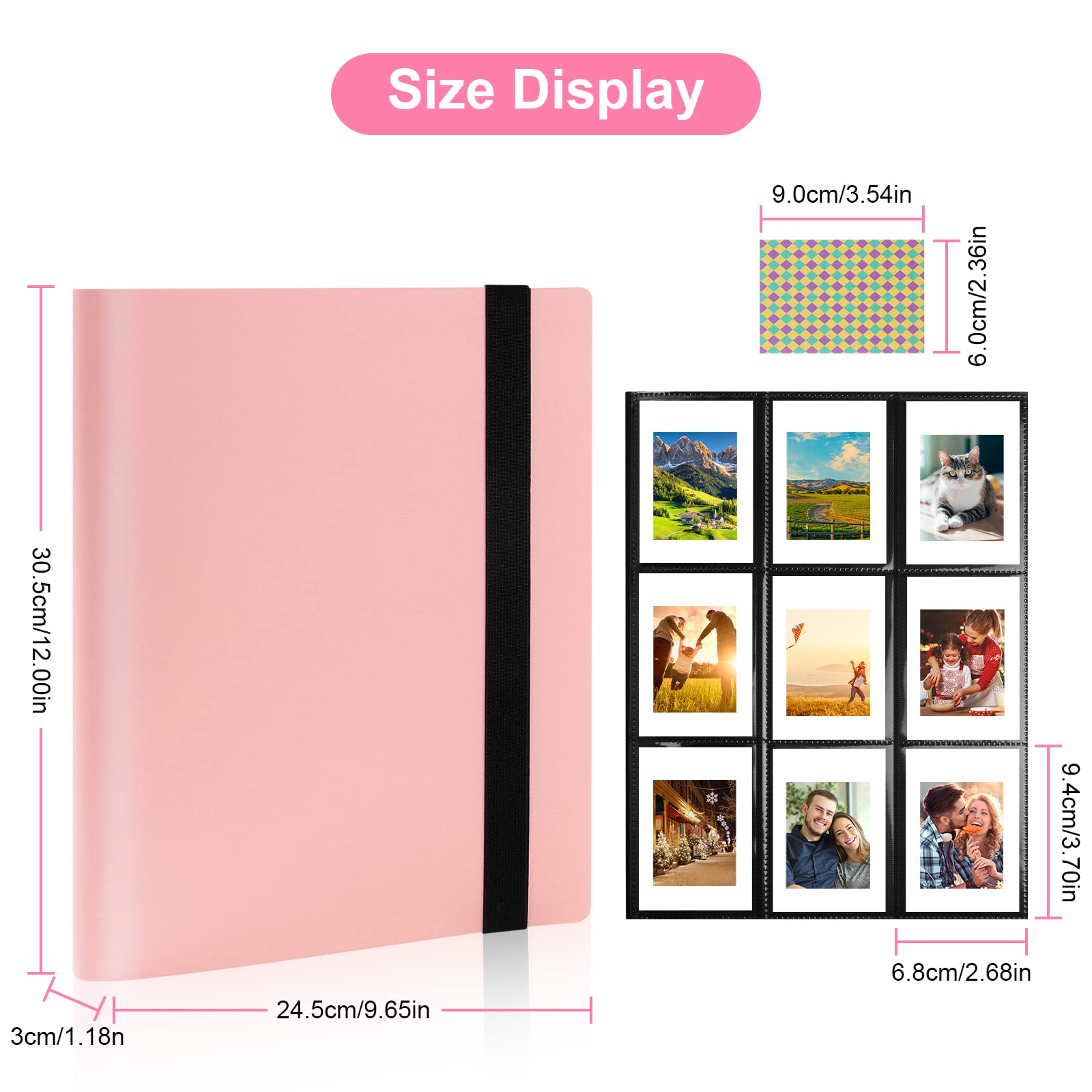Flintronic Photo Albums, 468 Pocket Scrapbook Memory Book, 52 Pages Mini Film Album for Instax Mini Zink & Sprocket Photo Paper - Pink - Image 2
