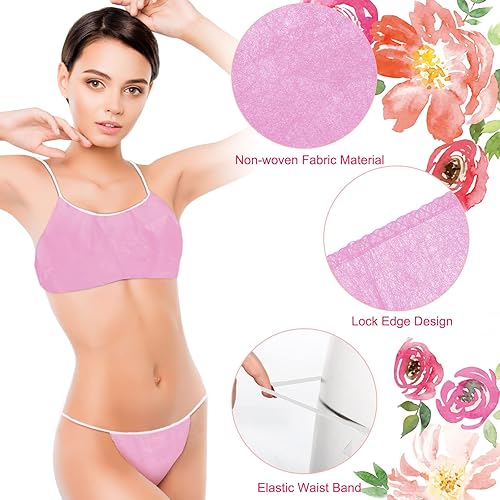Miniatura 3 de Yahenda 50 piezas de sujetadores y bragas desechables para spa, ropa interior de bikini para mujer