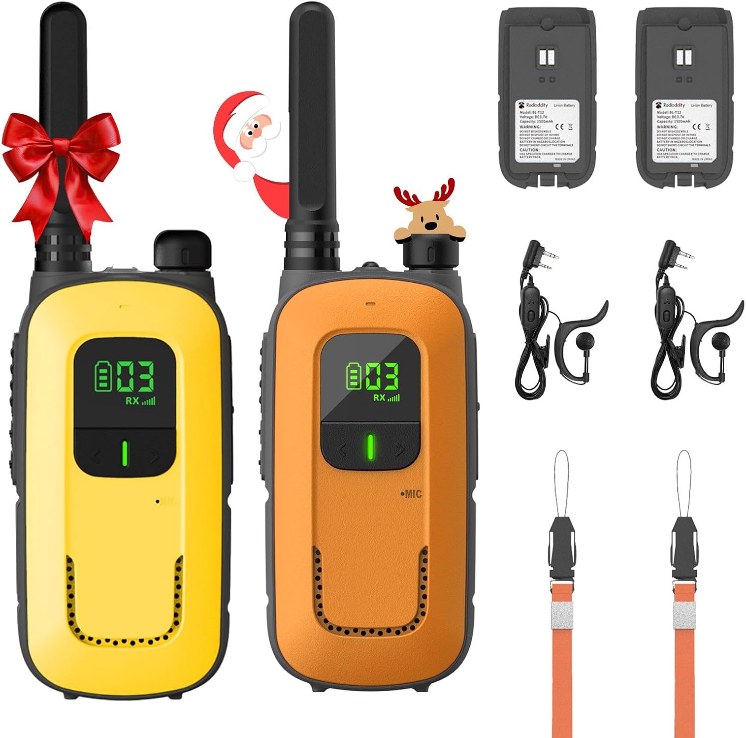 Radioddity PR-T3 Walkie Talkie dla dzieci PMR446 krótkofalówka VOX z 16 kanałami latarka zasięg 4 km ładowalne akumulatory na przygody aktywności na świeżym powietrzu kemping 2 sztuki