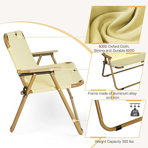 Miniatura 4 de Fadidio Sofá biplaza de patio para 2 personas de 45 pulgadas, para exteriores, plegable, para campamento, silla doble, silla plegable con