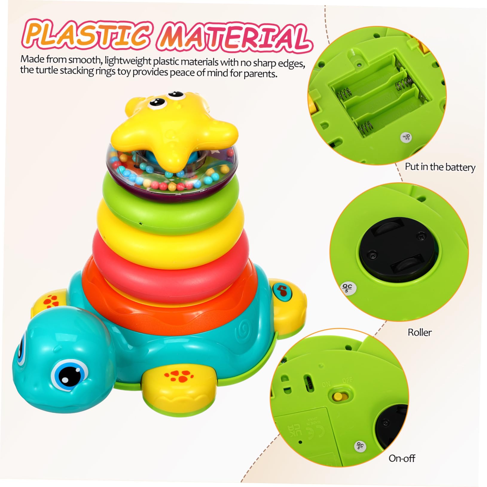 iplusmile Gioco Impilabile Tartaruga per Bambini Musica e Luci, in Plastica Sicura, per Casa e Viaggi, Sviluppo Sensoriale e Motorio per Famiglie