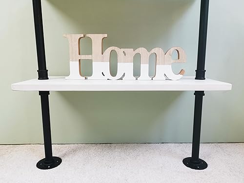 Miniatura 7 de Anynice Estantes industriales de tubería de escalera, estantería rústica de metal de madera montada en la pared para sala de estar (blanco, 6