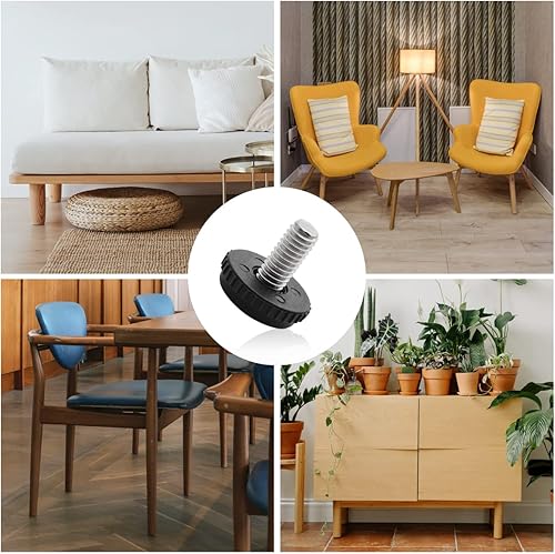 Miniatura 6 de 516" - 18 pies niveladores UNC, 8 niveladores de patas ajustables, niveladores de muebles atornillados con tuercas en T para armario, sofá,