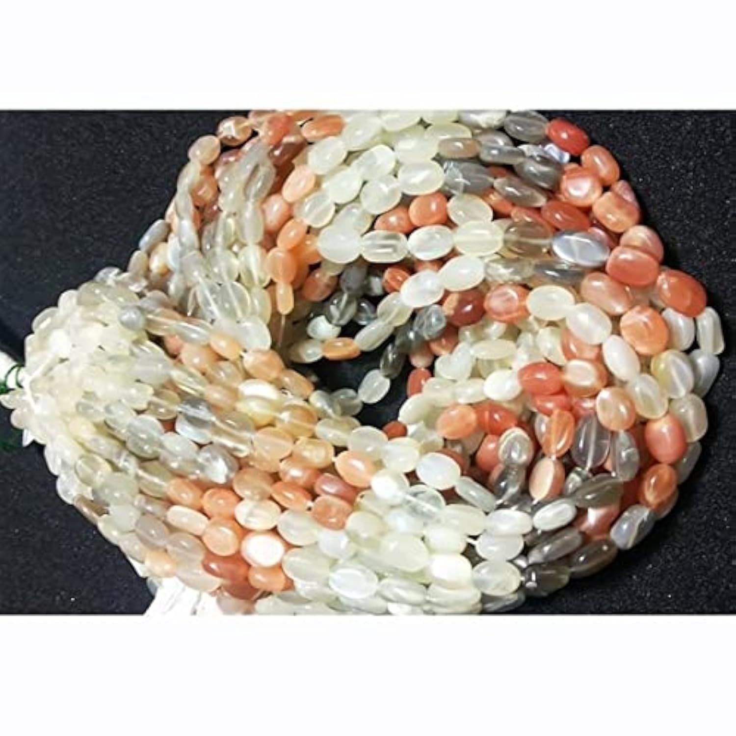 Multi Moonstone Beads en lot de 5 rangs de perles ovales pour offrir un kit bijoux LKBEADS