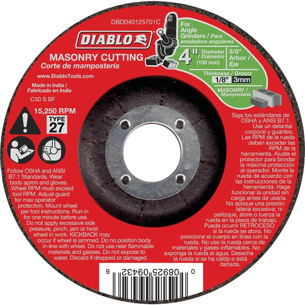 Diablo Metal Cut-Off Discs - 10" Diameter, 3/32" Thickness, 6100 Max RPM