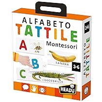 HEADU – Alfabeto Tattile Montessori – L’Unico e Originale per Imparare a Leggere a Tre Anni | Gioco Educativo Montessori 3-6 Anni, Lettere Smerigliate, Idea Regalo Bambini 3 4 5 6 Anni, Made in Italy