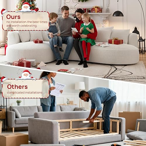 Miniatura 5 de Sofá modular curvo, sofá curvo de 4 plazas de 125.1 pulgadas, sofá de peluche extragrande adecuado para familias, hoteles, villas, clubes, tiendas