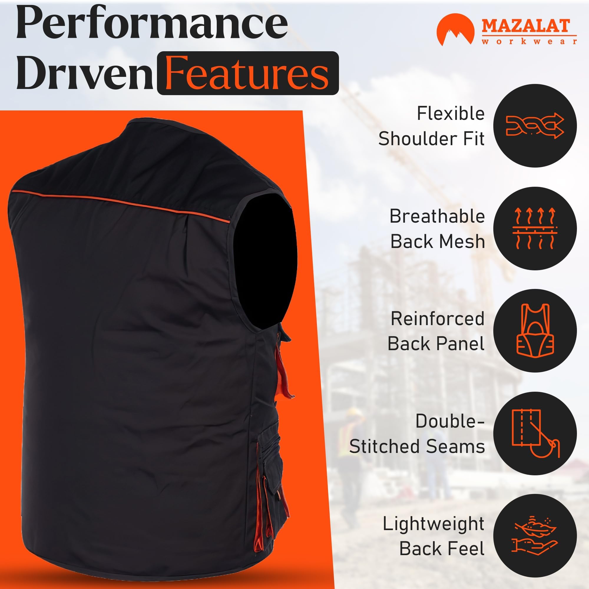 Gilet de travail pour homme en extérieur avec de nombreuses poches, gilet de montage pour homme, idéal pour les techniciens, les travailleurs de construction, le portail de chien, la pêche, le safari