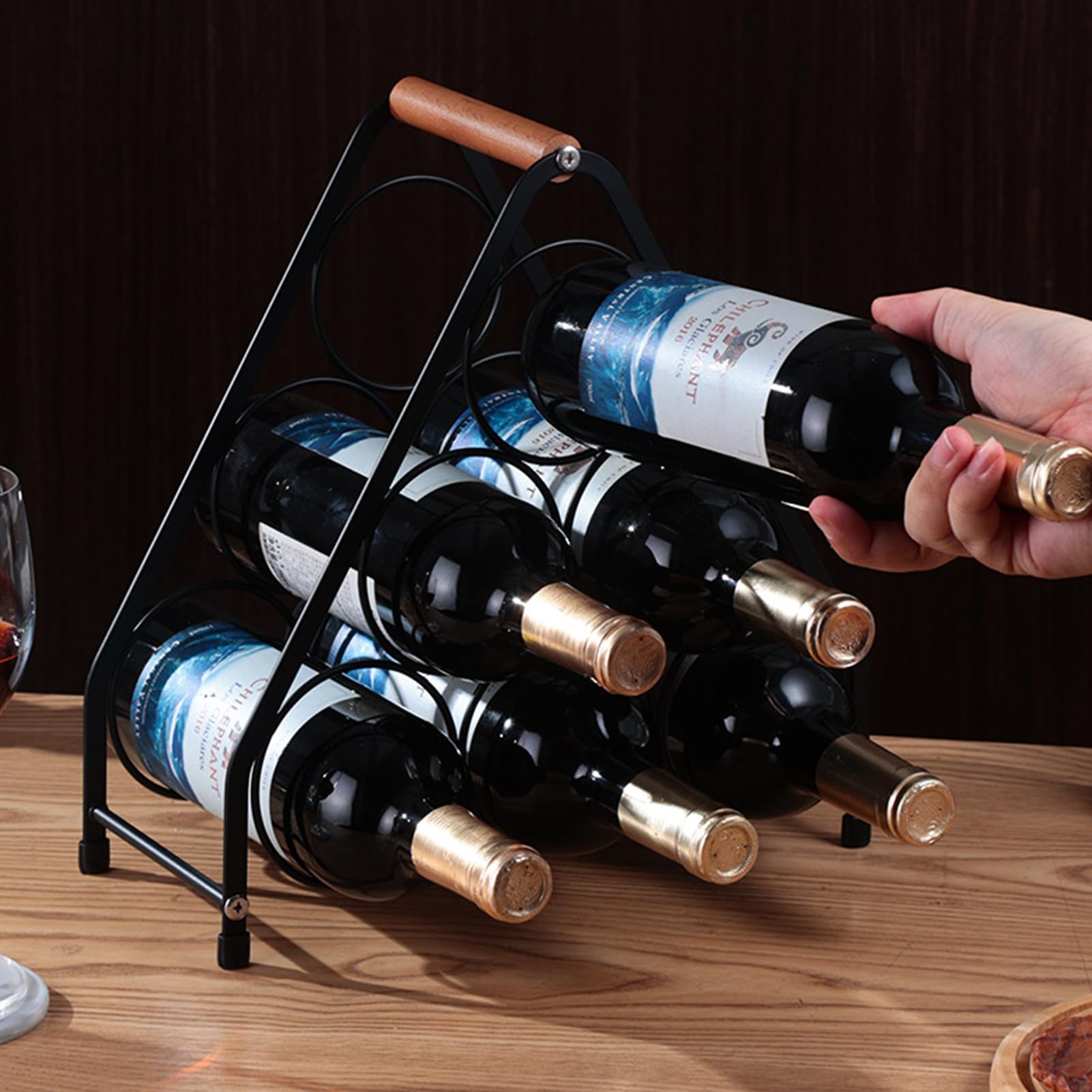 Weinregal Für 6 Flaschen Mit Halterung, 2 Stück Stapelbares Weinregal, Freistehendes Eisenweinregal, Geeignet Für Kühlschrank, Schrank Und Arbeitsplatte (A)