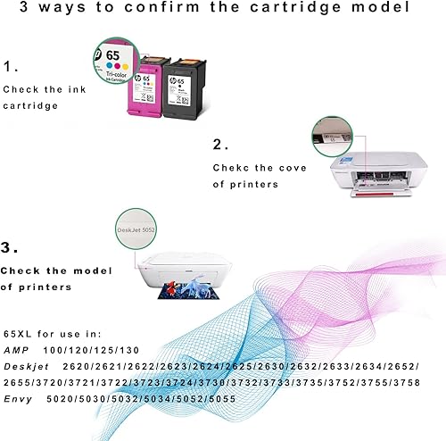 Miniatura 3 de Paquete de 2 cartuchos de tinta HP 65XL color negro, compatible con HP 65XL Envy 5055 5000 5058 5052 5034 5032 5030 5014 5012 DeskJet 3755 3700 2600