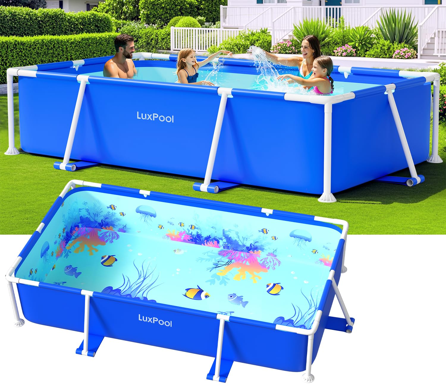 Above Ground Pool, 2025 Upgraded Metal Frame Swimming Pool, 7ft x