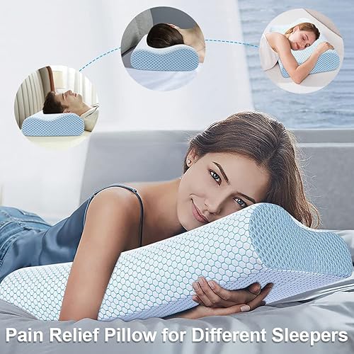 Miniatura 5 de Anvo Almohada de espuma viscoelástica almohada ortopédica cervical de contorno de cuello para dormir de lado espalda y estómago almohada ergonómica