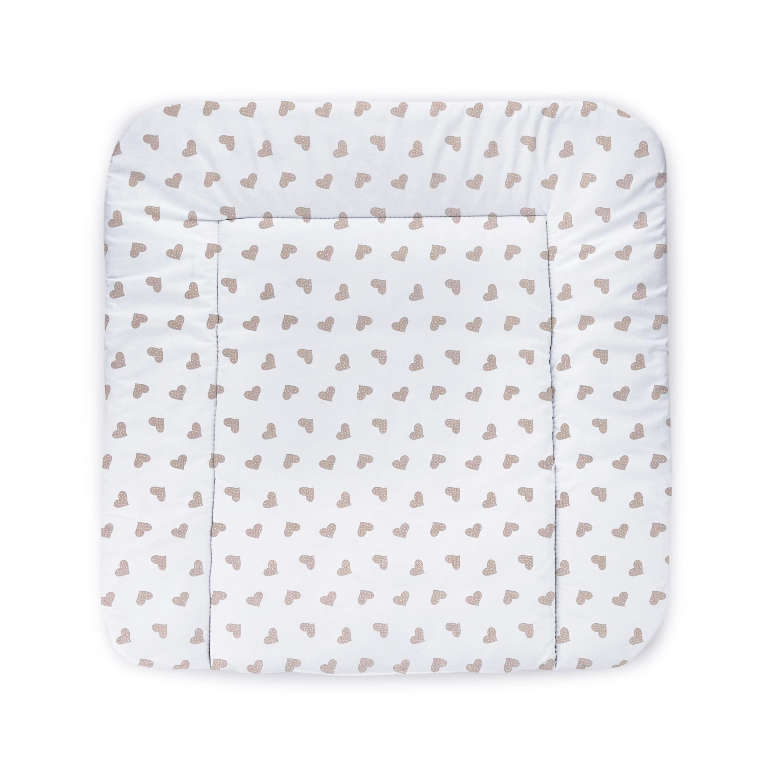 Balbina Matelas à langer, en coton, doux, lavable, 60 x 70 cm, motif cœurs, beige