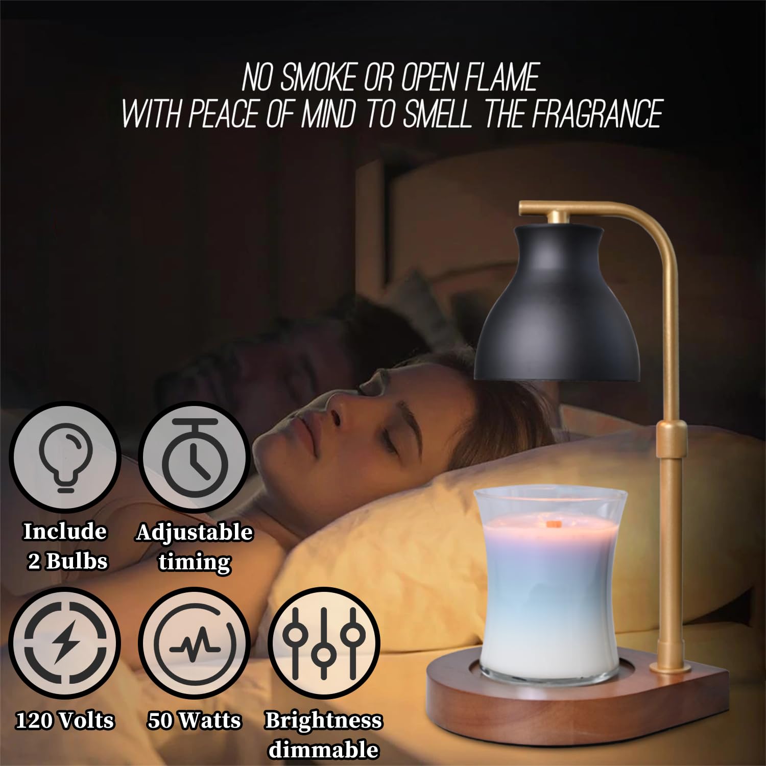 Luzdiosa Chauffe-bougie électrique Vintage Avec Minuterie, Cadeau De Fête Des Mères Pour Maman, Décoration De Pendaison De Crémaillère, Bougie à Intensité Variable Pour Cire Parfumée, Transparent