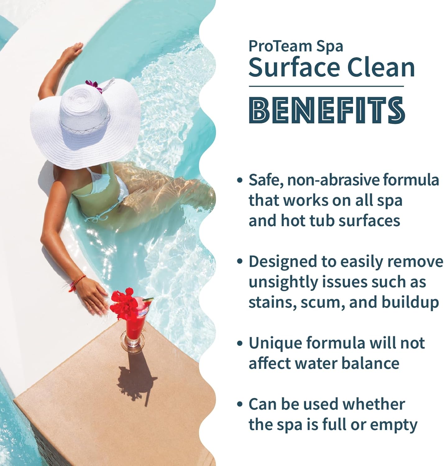 Proteam Spa Surface Clean - Spa Cleaner for Hot Tub Surface Cleaner with Splashwiz Hot Tub Chemicals Care Guide - Made in USA (1 pt)