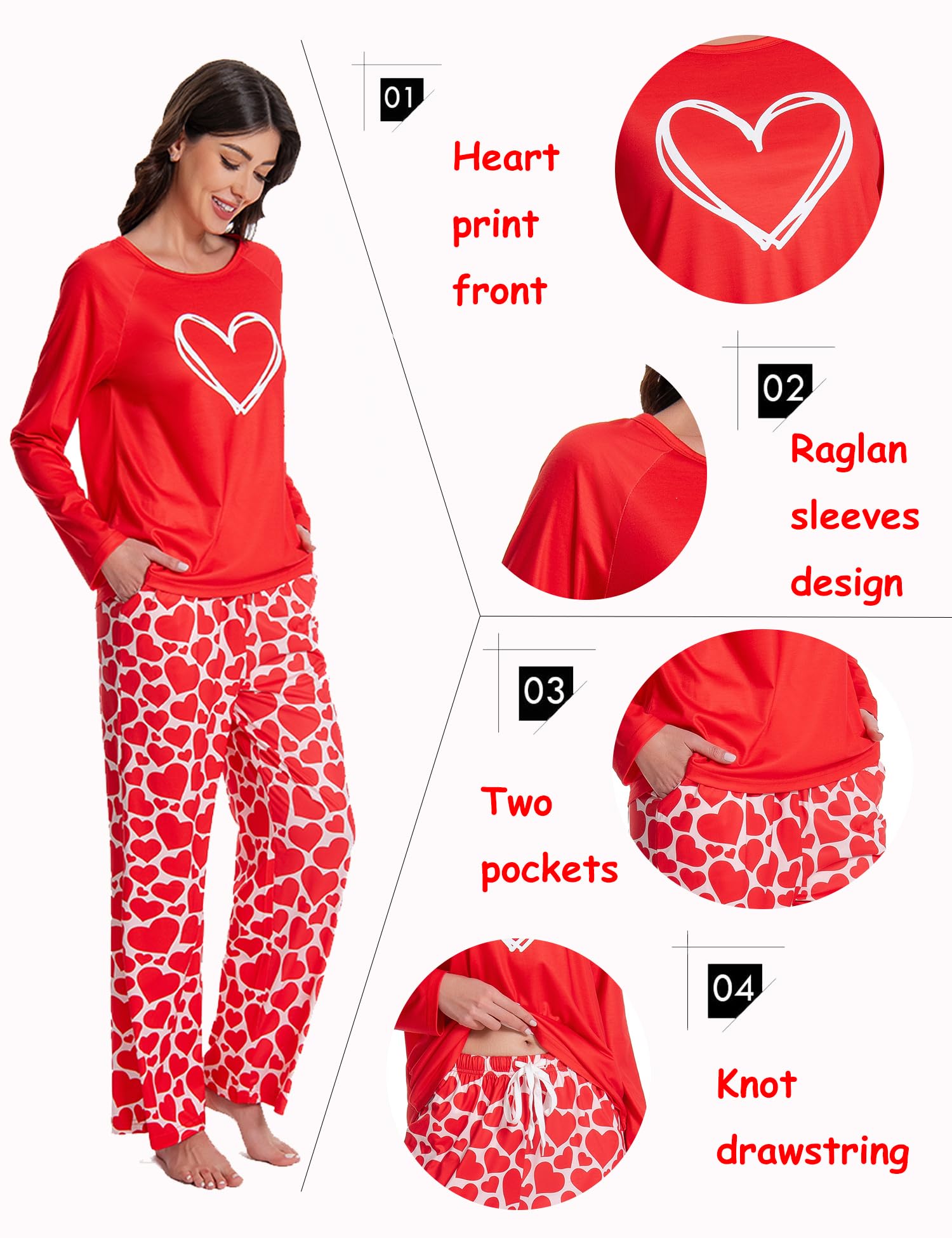 Conjunto de pijama a juego para parejas para mujeres y hombres, ropa de dormir de manga larga con bolsillo